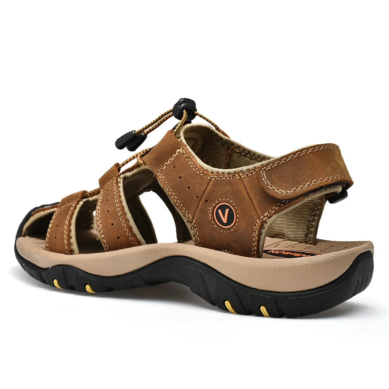 Outdoor Men Leather Sandals .