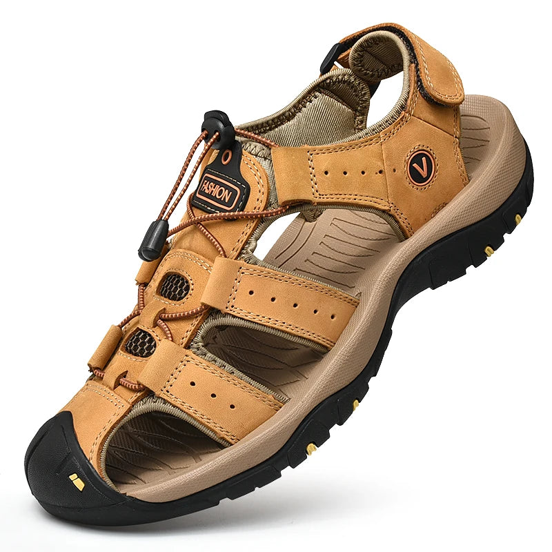 Outdoor Men Leather Sandals .