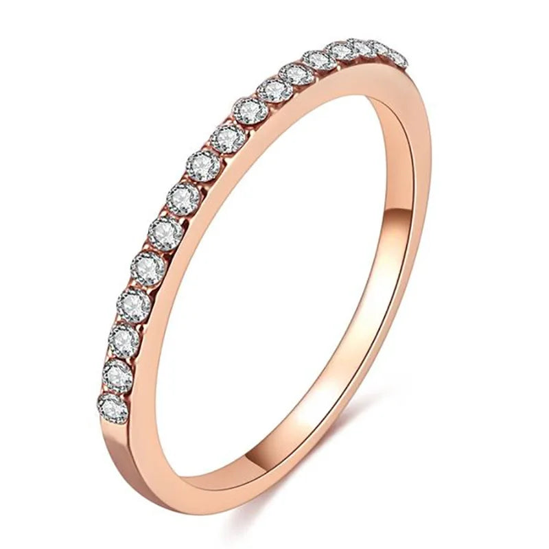 Rose Gold Silver Color Round Fashion Ring