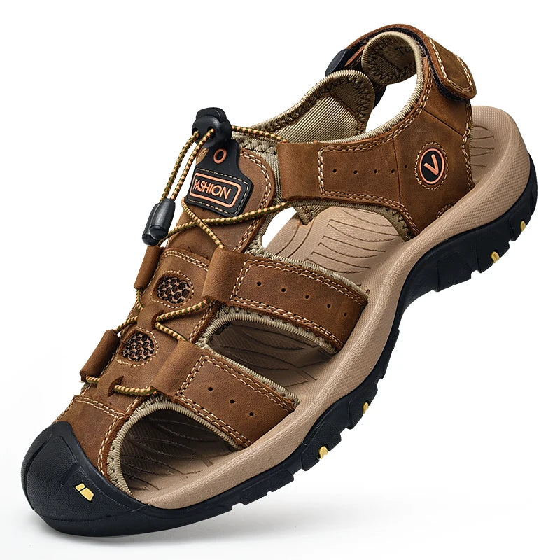 Outdoor Men Leather Sandals .