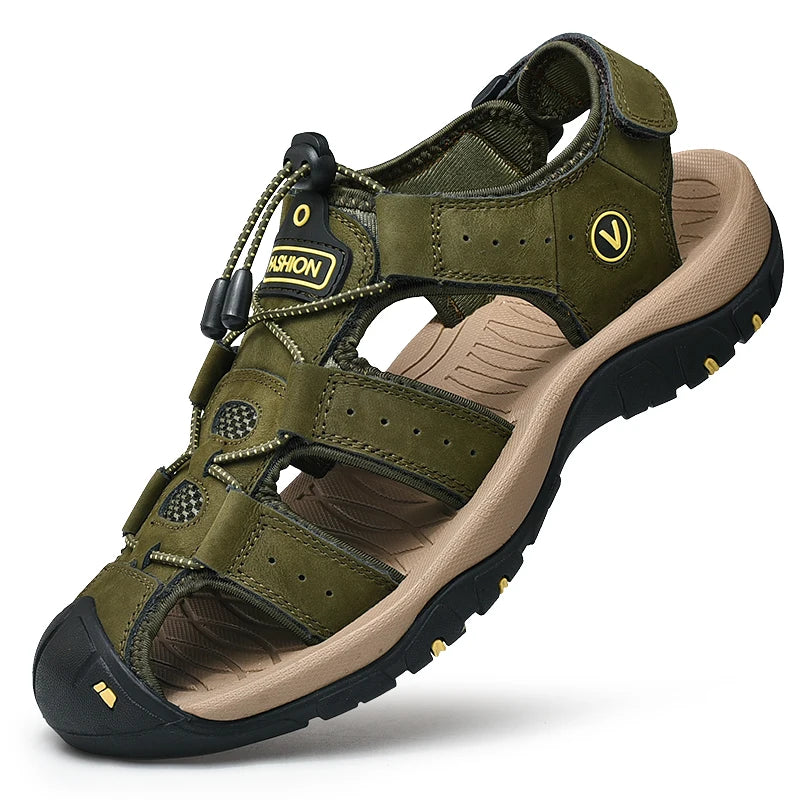 Outdoor Men Leather Sandals .