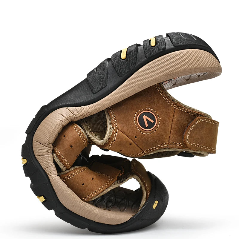 Outdoor Men Leather Sandals .