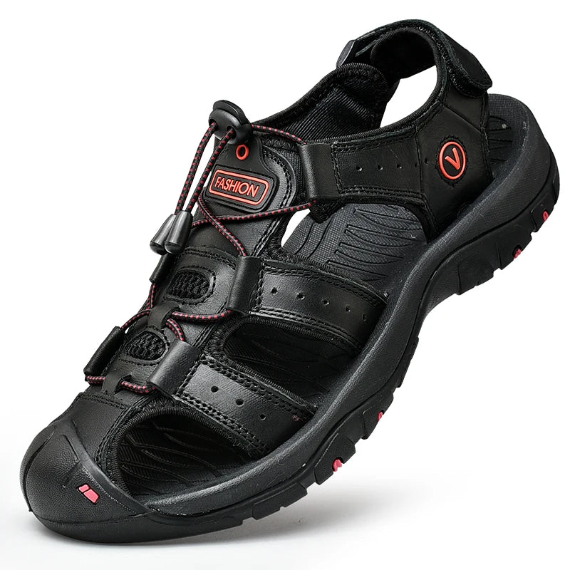 Outdoor Men Leather Sandals .