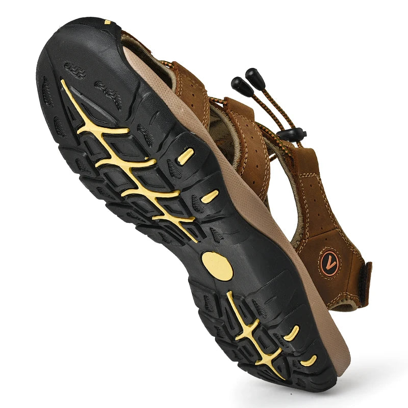 Outdoor Men Leather Sandals .